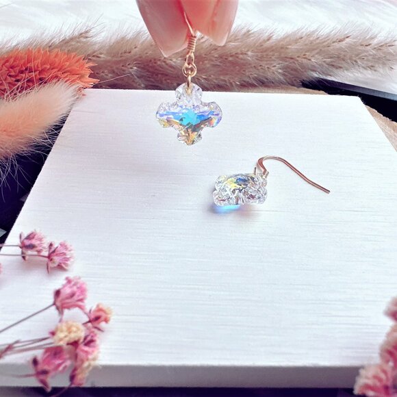 Crystal Cross Earrings | Handmade in BC - Picture 1 of 8